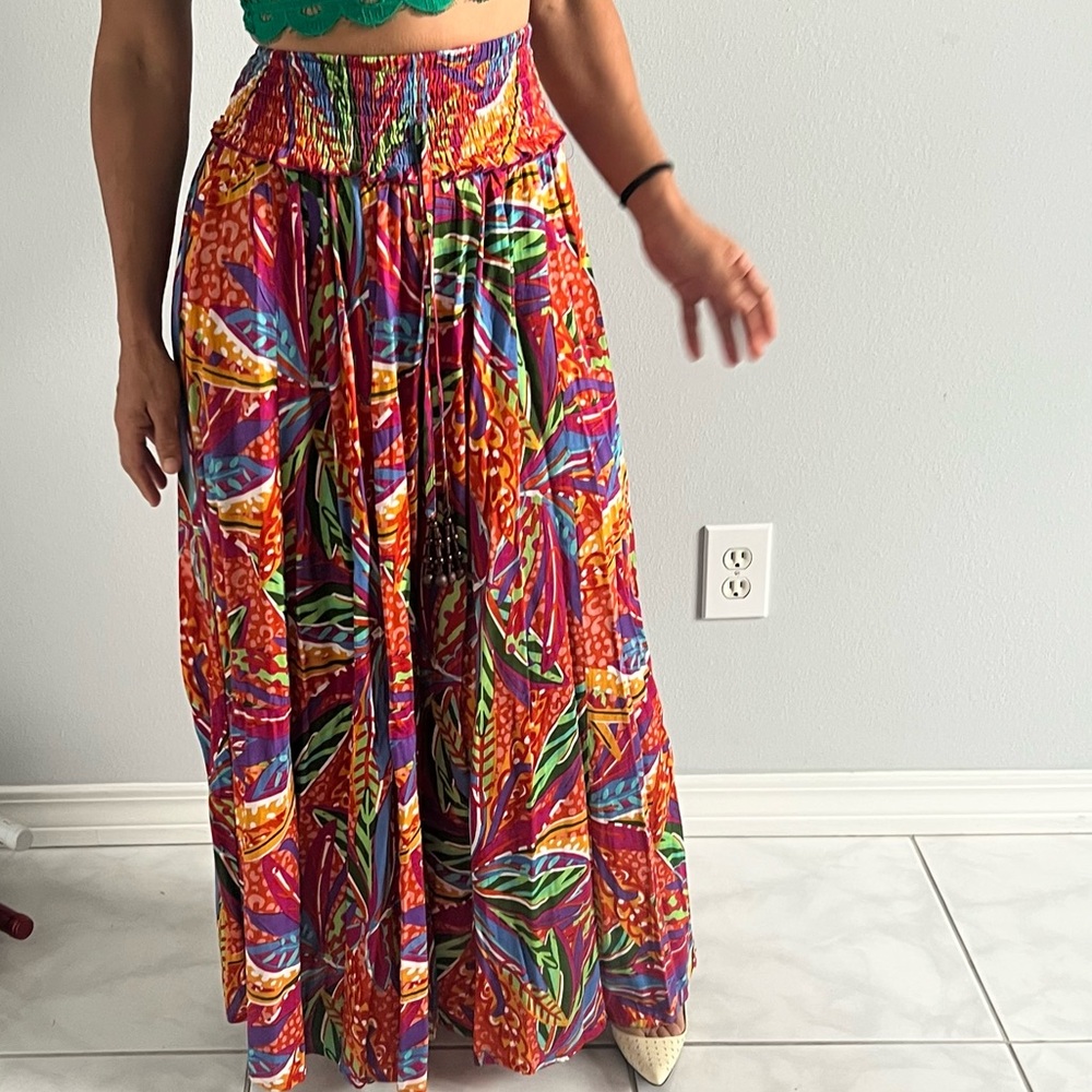 Vibrant Floral Wide-Leg Boho Pants